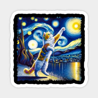 Whisker-tastic Starry Night Cat Tee Night Sky Splendor Magnet