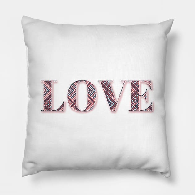 Tribal Love Typography Ethnic Pattern | Holidays Pillow by EvcoStudio