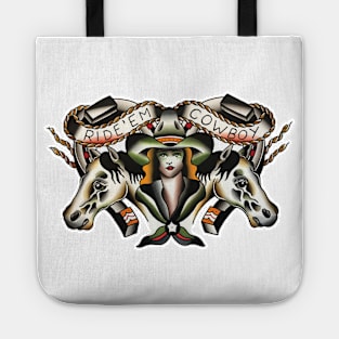 Ride 'Em Cowboy Tattoo Design Tote