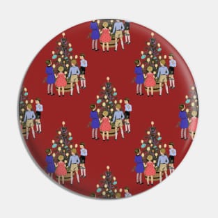 Red Vintage Sing around the christmas tree Pin