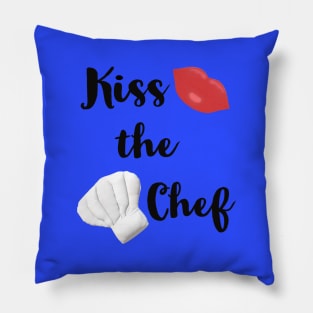 Kiss the Chef (Blue Background) Pillow