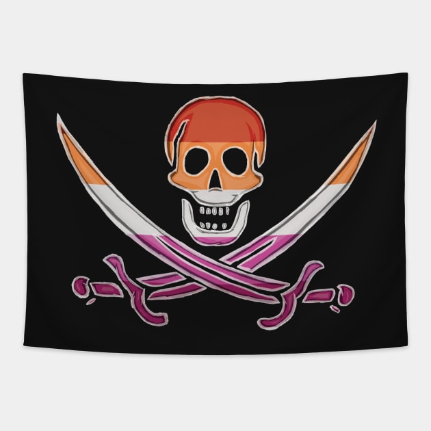 Lesbian Pirate Pride (darkMode) Tapestry by BeSmartFightDirty