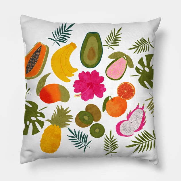 Tropical Fruit Paradise Pillow by Maddyslittlesketchbook