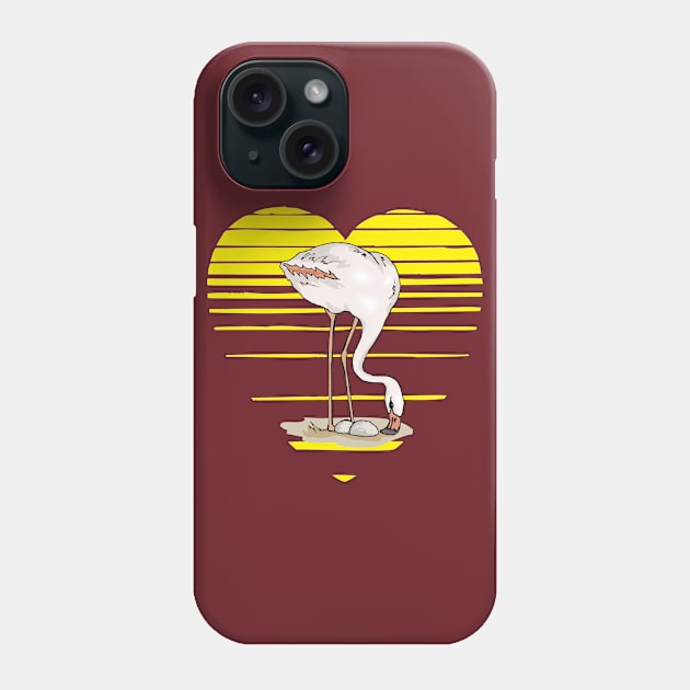 Flamingo lady love silhouette, sunset heart. Flamingo lover gift Phone Case by alcoshirts