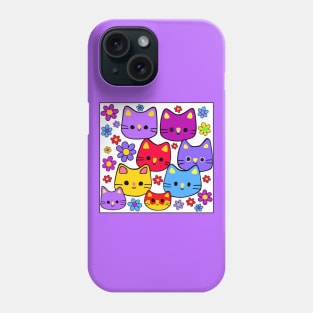 Colorful Cats and Flowers Phone Case