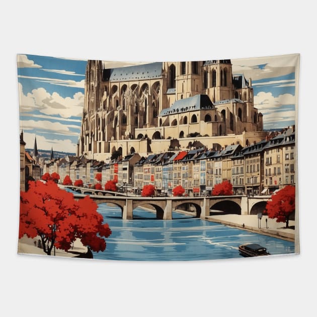 Metz France Vintage Poster Tourism Tapestry by TravelersGems