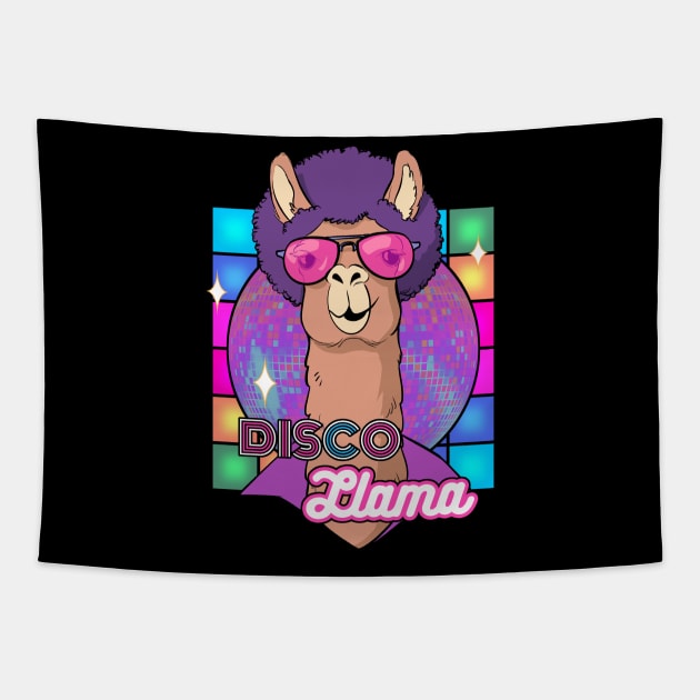 Disco llama, 80s groovy retro Alpaca, Funny llama, cute alpaca, gift for llama lovers Tapestry by Radarek_Design