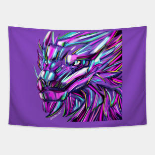neon dragon ecopop art in magnificent colors in light Tapestry