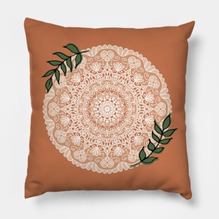 Boho Mandala Neutral Terracotta Beige Tones Pillow