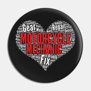 Motorcycle mechanic Heart Shape Word Cloud Design graphic Pin