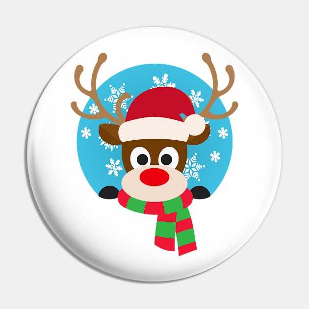 Cute Rudolph Red-Nosed Reindeer Christmas Design Pin by Jasmine Anderson