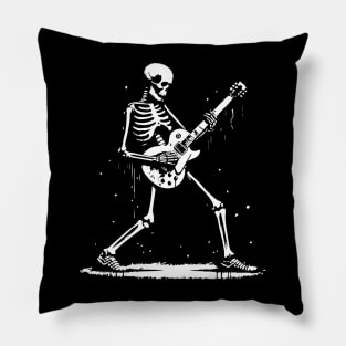 skeleton plays rock n roll Pillow