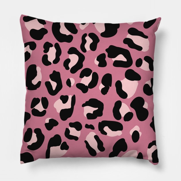 Black, Pink & Blush Pink Leopard Print Pillow by YourGoods