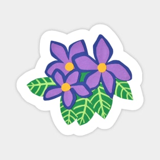 Flowers Purple Hawaiin with Green Leaves Paper Cut Out Magnet