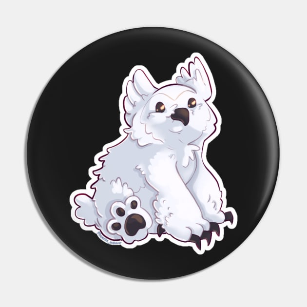 Snowy Owlbear Cub - Sitting Pin by Phoenix-InBlue