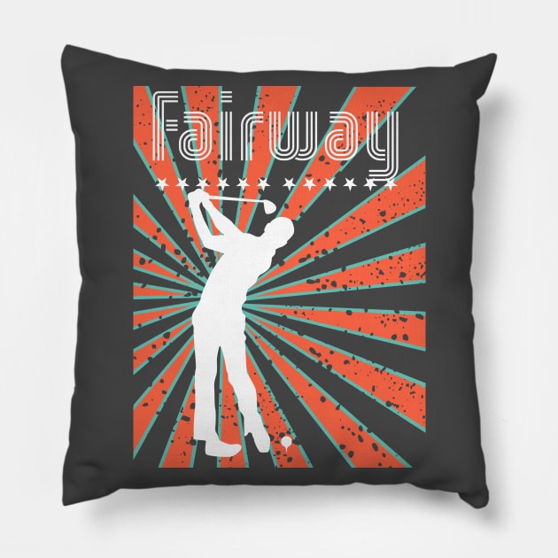 fairway of golf retro Pillow by osvaldoport76