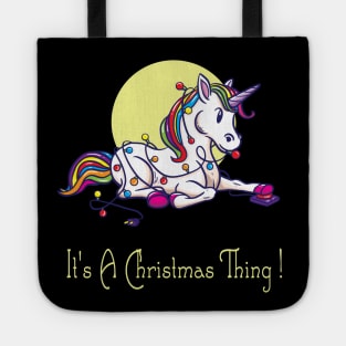 Unicorn Christmas Lights Tote