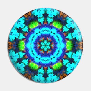 Psychedelic Hippie Flower Blue Orange and Green Pin