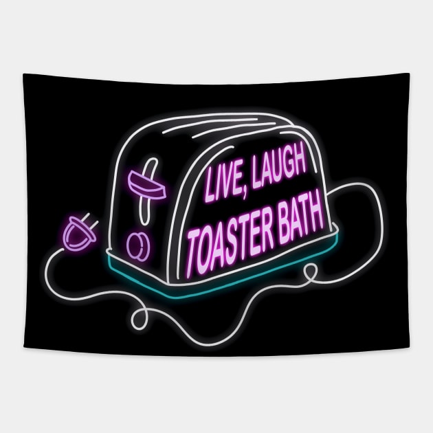 Retro inscription "Live, laugh, toaster bath" Tapestry by shikita_a