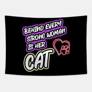 Behind Every Strong Woman Is Her Cat Tapestry