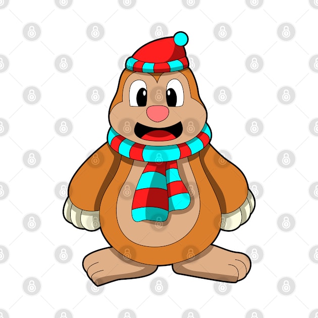 Mole with Scarf & Bobble hat by Markus Schnabel