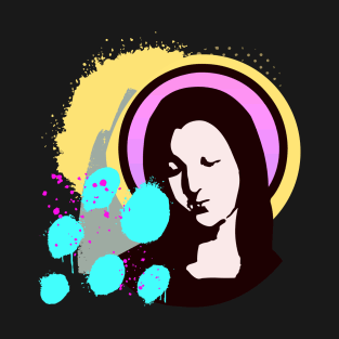 Virgin Mary Graffiti Christian Art T-Shirt