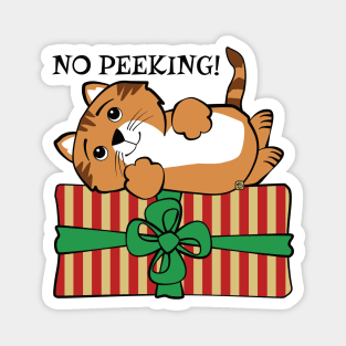 No Peeking Christmas Cat Magnet