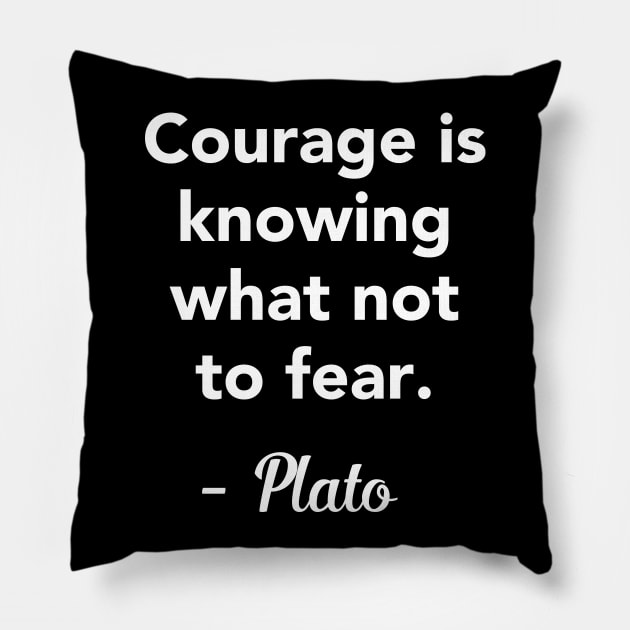 Courage is knowing what not to fear - Plato Quote Pillow by vladocar
