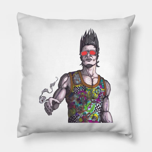 The Man in the Red Sunglasses Pillow by SpencerHart