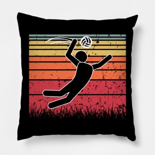 Travel back in time with beach volleyball - Retro Sunsets shirt featuring a player! Pillow