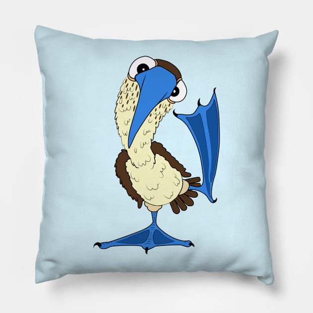 The Blue Footed Booby Pillow by Sarah Butler