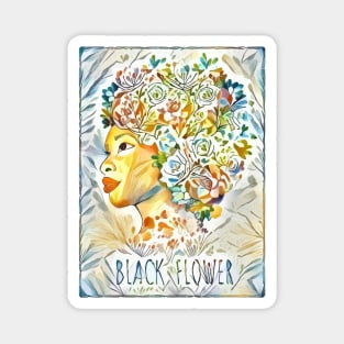 Foral Black girl with floral hair, black lives matter, african american Magnet