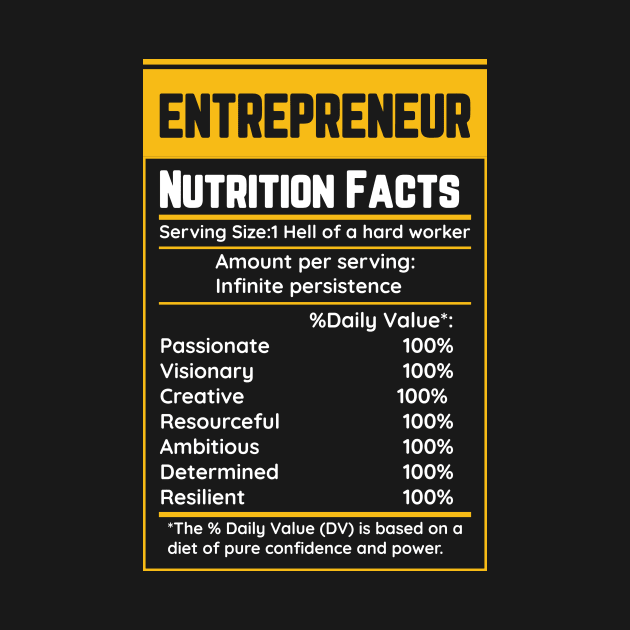 Entrepreneur Nutrition Facts by Tip Top Tee's