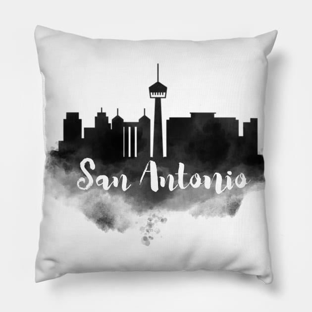 San Antonio watercolor Pillow by kursatunsal