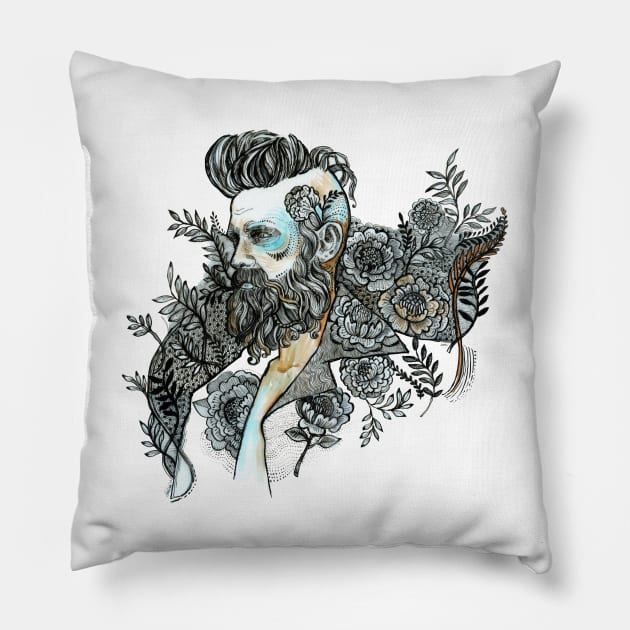 Flower Tattoo Pillow by FanitsaArt