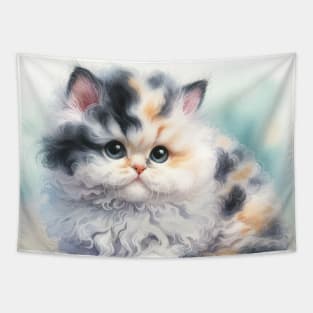 Selkirk Rex Watercolor Kitten - Cute Kitties Tapestry