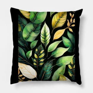 Watercolor colors green leaves pattern Pillow