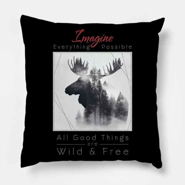 Moose Nature Outdoor Imagine Wild Free Pillow by Cubebox