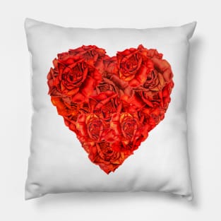 Red roses heart in watercolor Edit Pillow