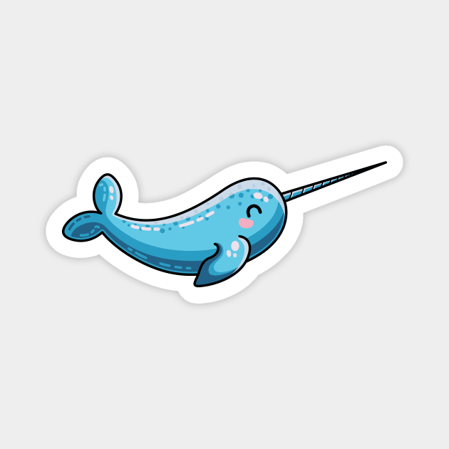 Kawaii Cute Narwhal Magnet by freeves