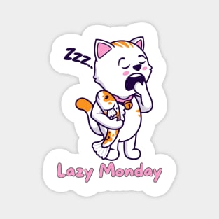 Lazy Monday Bored Cat Magnet