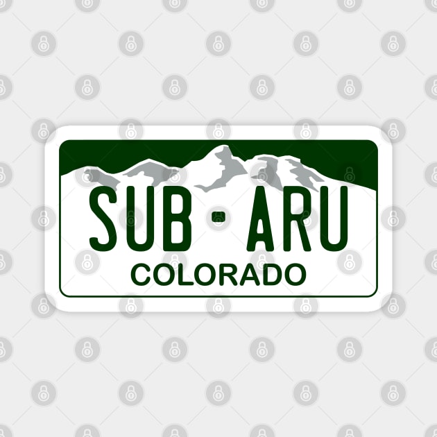 Subaru - Colorado License Plate Magnet by Explore The Adventure