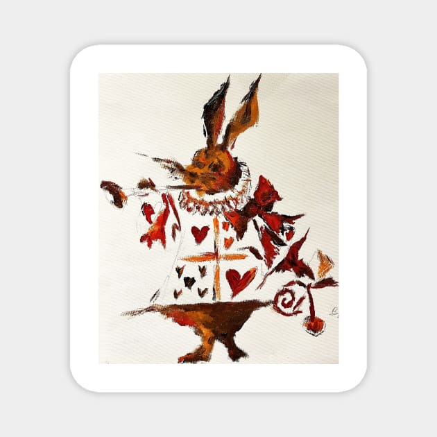 Alice in Wonderland white hare Magnet by BiancaNeaguArt