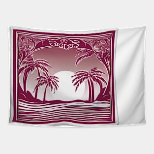 Tropical Sunset Art Deco Style Illustration No. 842 Tapestry