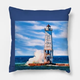 Frankfort "North Breakwater" Lighthouse - Color Pillow