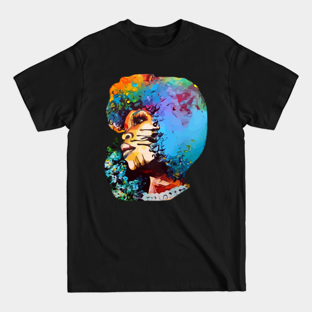 Discover Queen of Afro Hair Spring Flowers Colored Art - Afro - T-Shirt