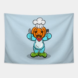 Monster Pumpkin Chef Tapestry