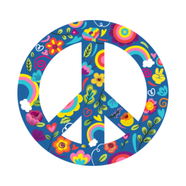 Peace Sign Colorful Rainbow Flowers - Peace Sign - T-Shirt | TeePublic