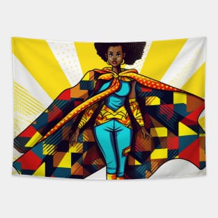 African Queen, Afro Superhero, Female Warrior, Black History Tapestry