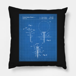 Golf Tee Patent - Golfing Fan Golfer Gift Art - Blueprint Pillow